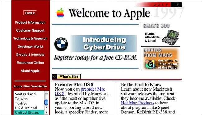 Image of early 2000s website design